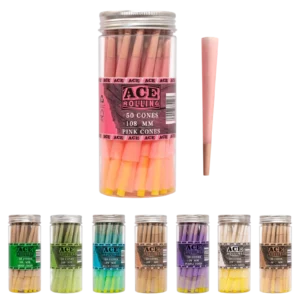 Pink 50pk Pre-Rolled Cone Jar wholesale product and packaging