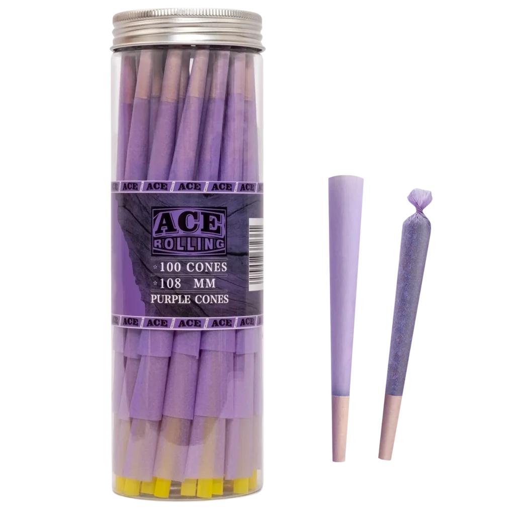 Purple 100pk Pre-Rolled Cone Jar wholesale product and packaging