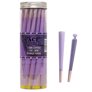 Purple 100pk Pre-Rolled Cone Jar wholesale product and packaging