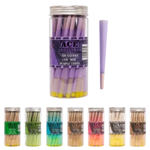 Purple 50pk Pre-Rolled Cone Jar wholesale product and packaging