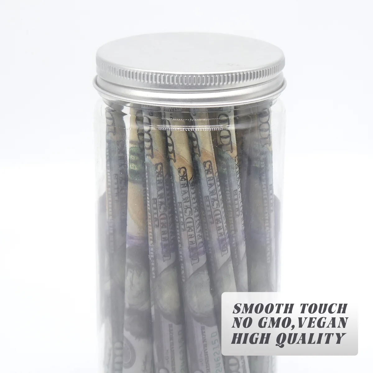 Jar of empty cones—formed paper, no tobacco rod
