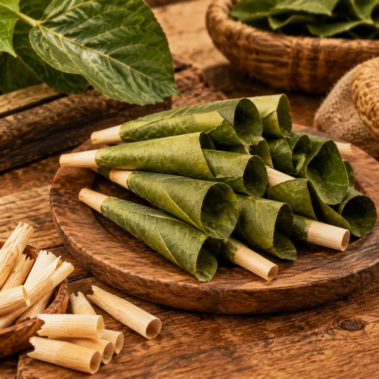 Genuine Cordia palm leaf pre-roll cones with natural corn husk filter tips