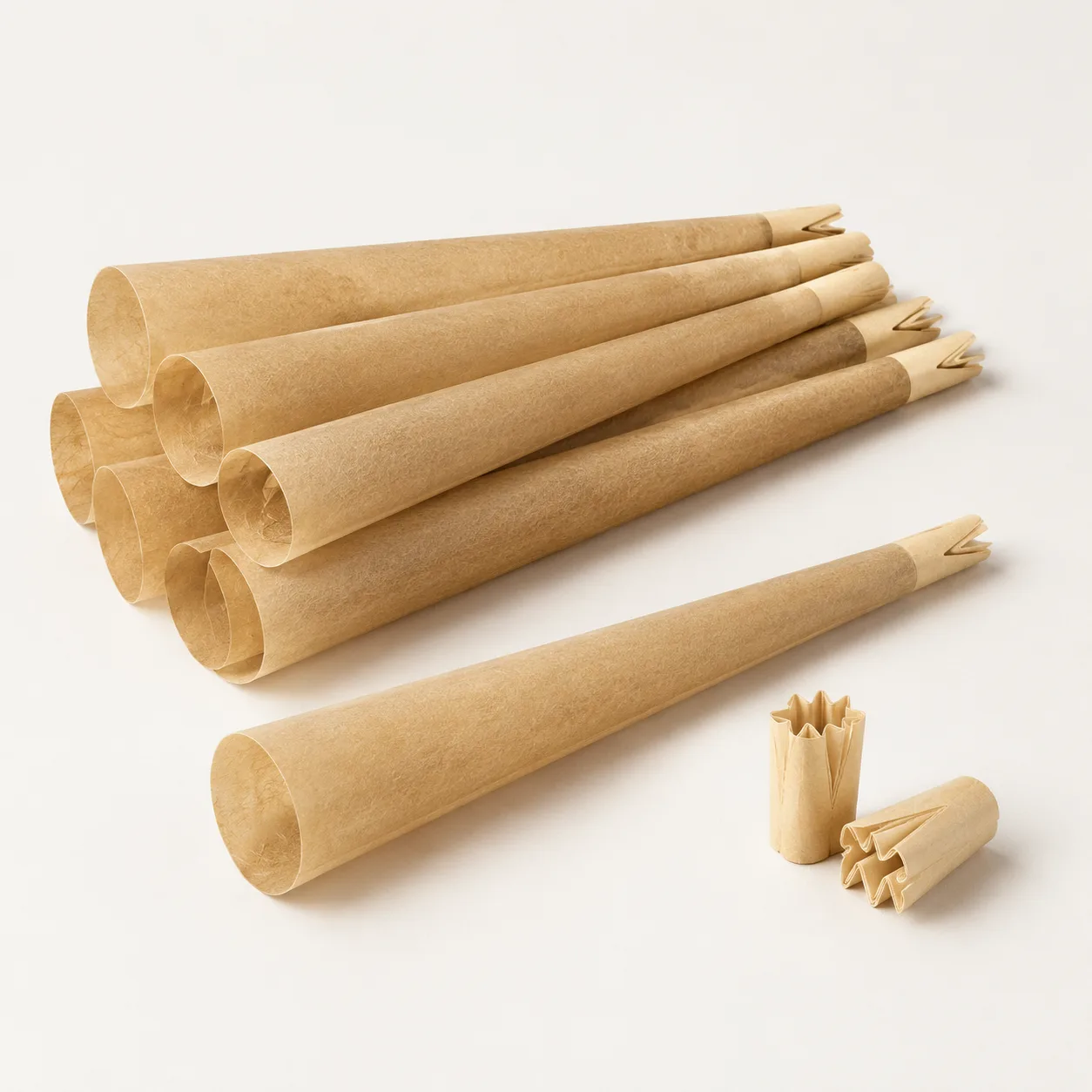 Natural unbleached cones with precision W-fold paper crutch tips